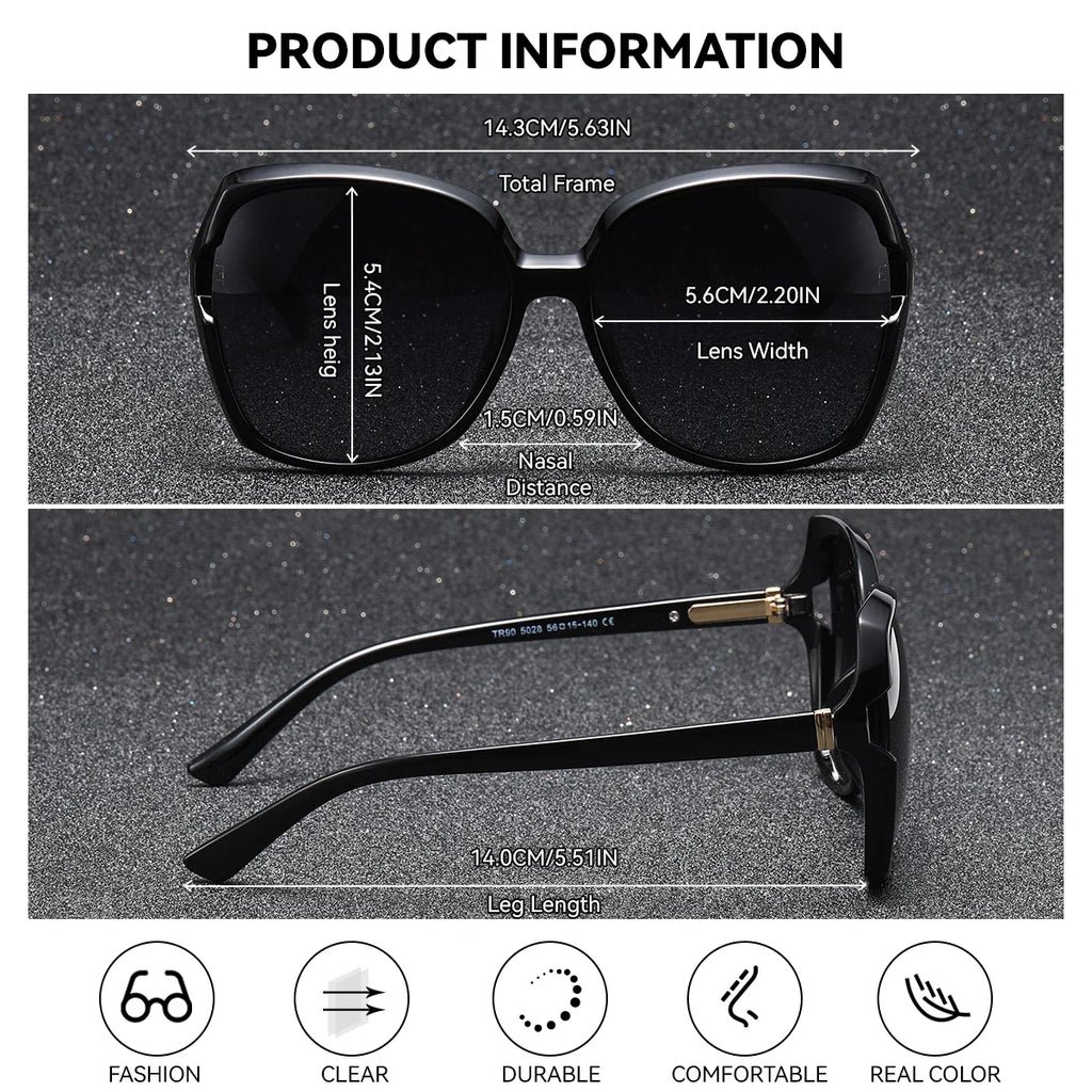 BARCUR Women’s Gradient Butterfly Frame Polarized Fashionable Sunglasses – Trendy Elegant Large PC Elliptical Design with UV400 Protection for Summer Travel Beach Shopping & Summer Style – White Gift Box Included