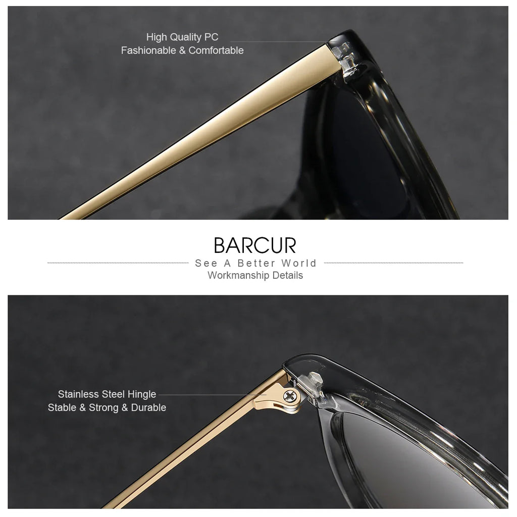 BARCUR Retro Circular Polarized Sunglasses for Women – Fashion Travel UV400 Protection TAC Lens – Durable Comfortable Plastic Titanium Frame Stylish Summer Eyewear – Trendy Mirror Lens Gift Box Included